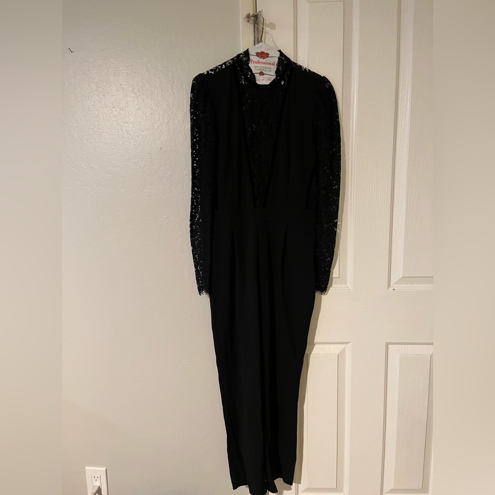 Women’s 12 Xpress vintage black lace jumpsuit dressy holiday New Years pantsuit